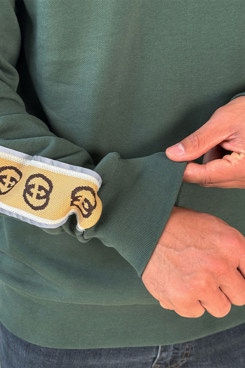 Gucci Зелёное оверсайз худи Interlocking G stripe