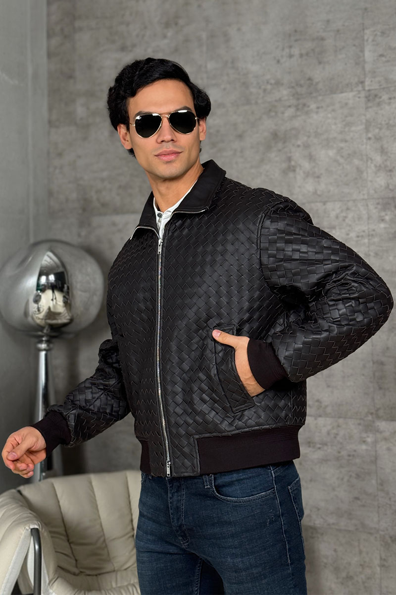 Bottega Veneta Мужская кожаная куртка premium