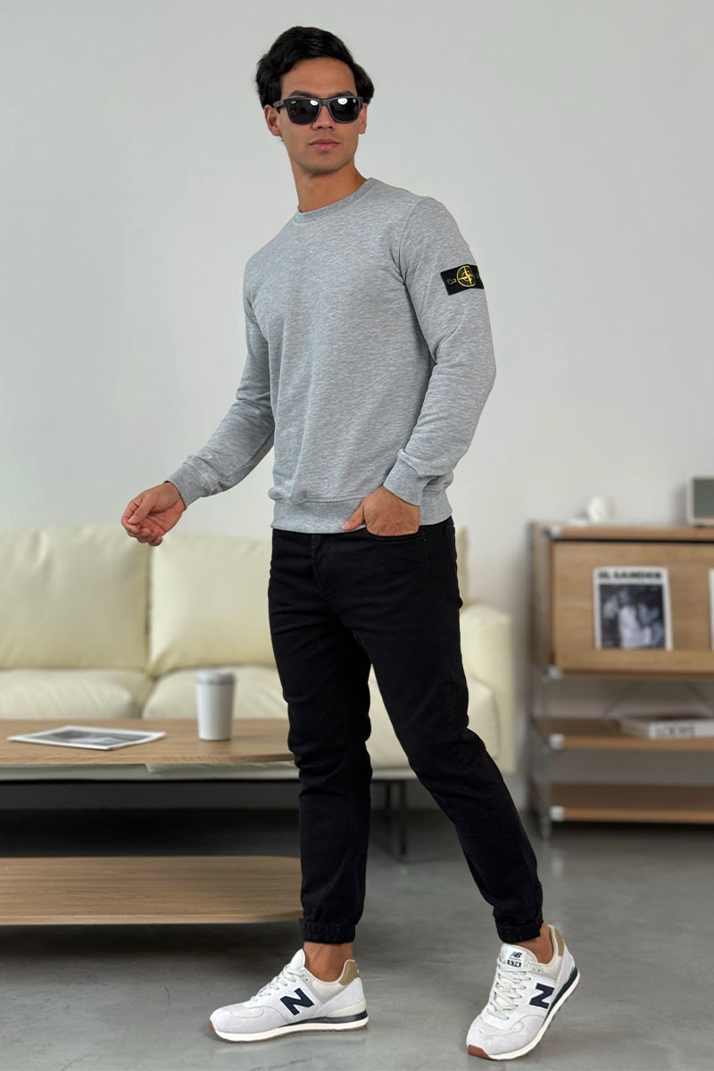 Stone Island Мужской свитшот серого цвета Compass-patch