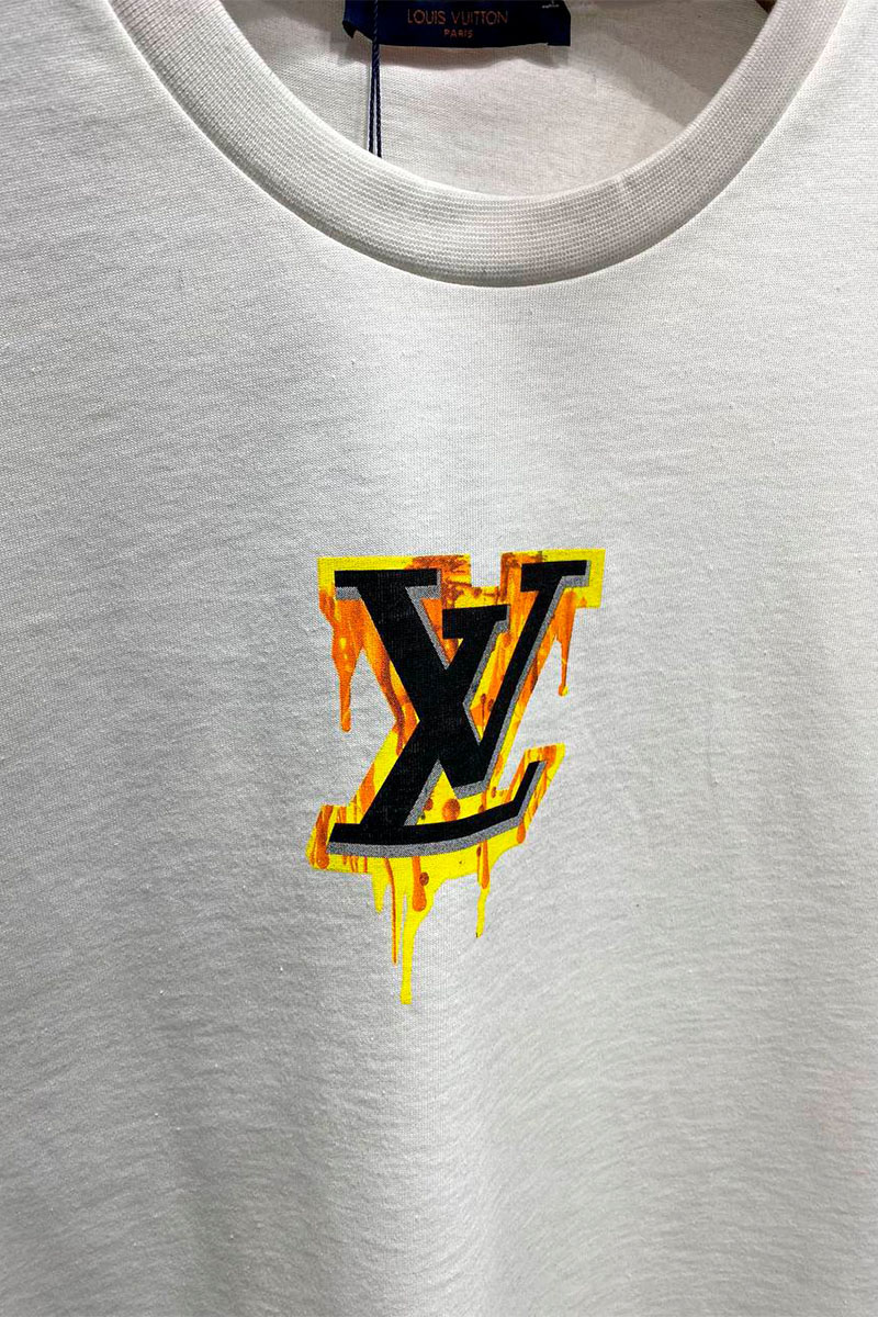Lоuis Vuittоn Белая оверсайз футболка graffiti-logo 