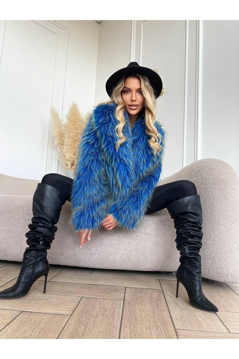 Designer Clothing Женская эко шуба синего цвета