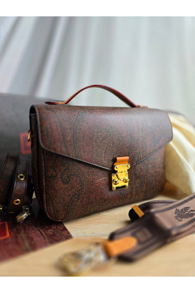 Etro Кожаная сумка с узором пейсли 24x17 см