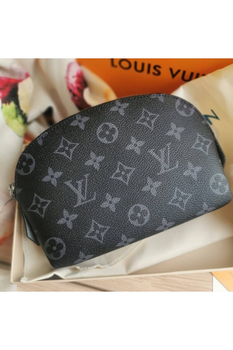 Lоuis Vuittоn Кожаная косметичка Pouch PM Monogram Canvas 19x12 см - Black