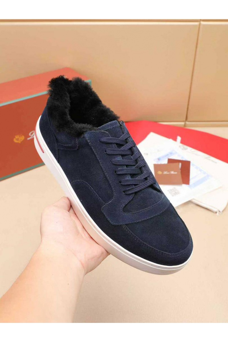 Loro Piana Кроссовки с мехом Newport Walk - Navy