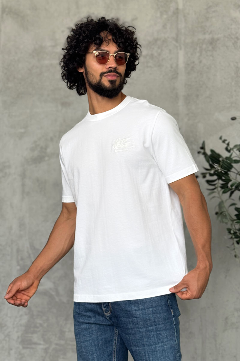 Etro Футболка белого цвета Pegaso embroidery 