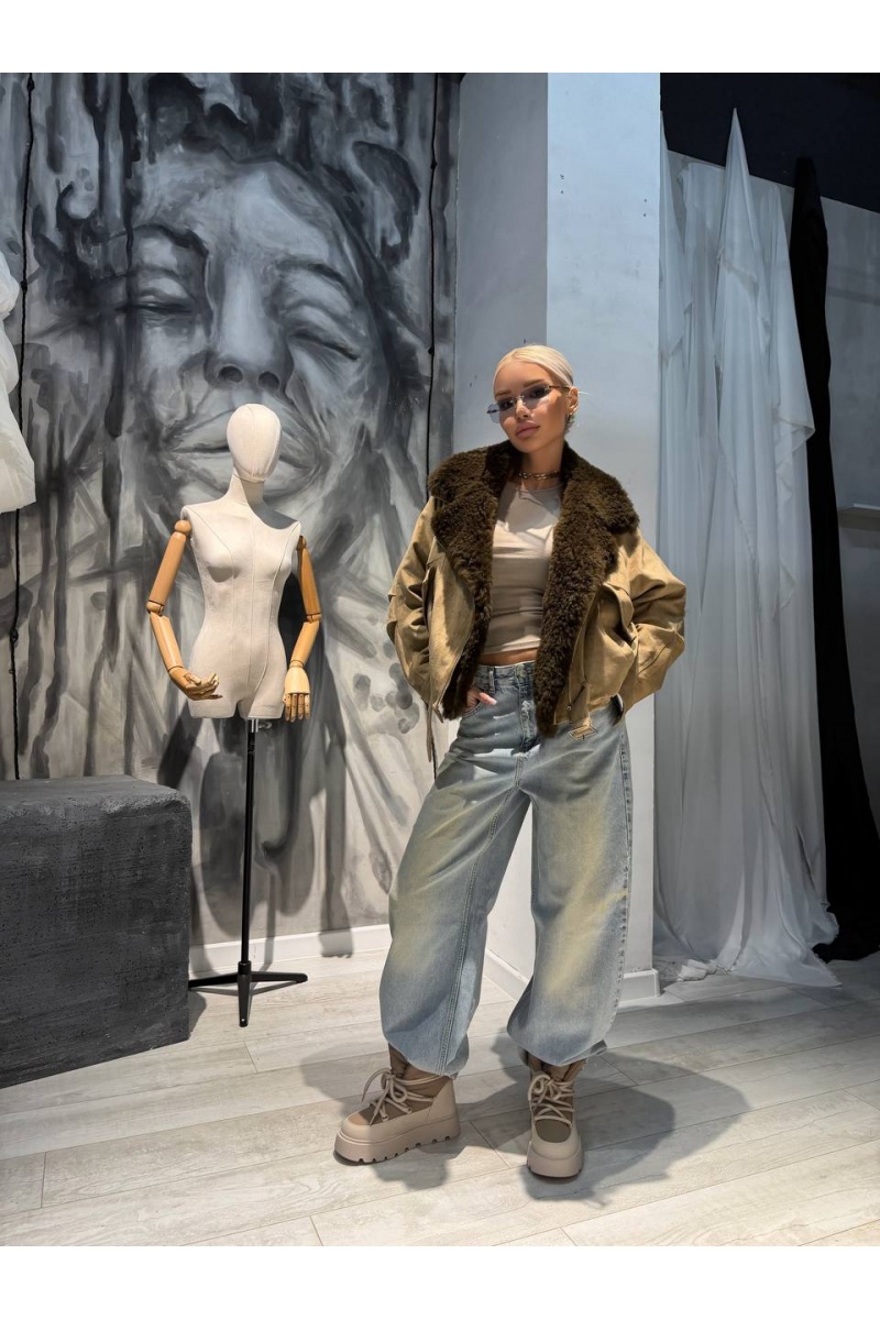 Max Mara Женский бомбер с натуральным мехом premium