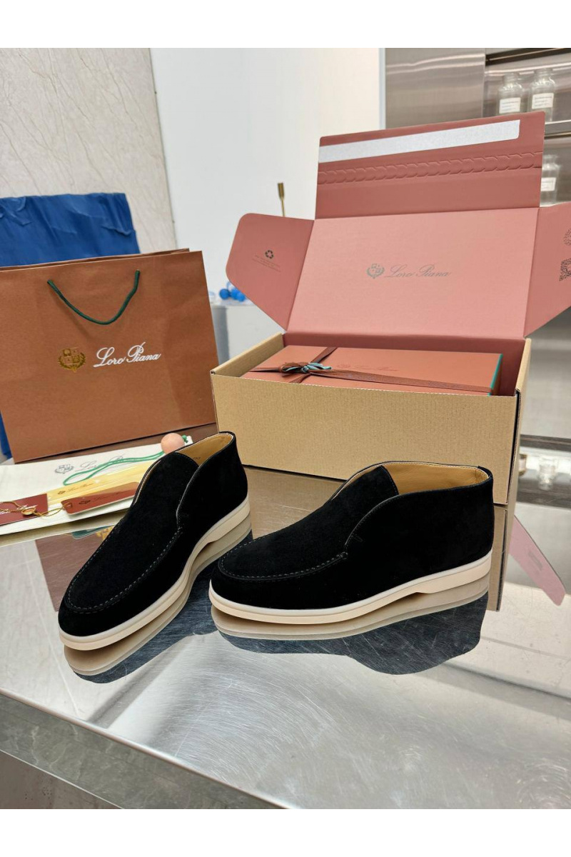 Loro Piana Женские замшевые лоферы premium - Black