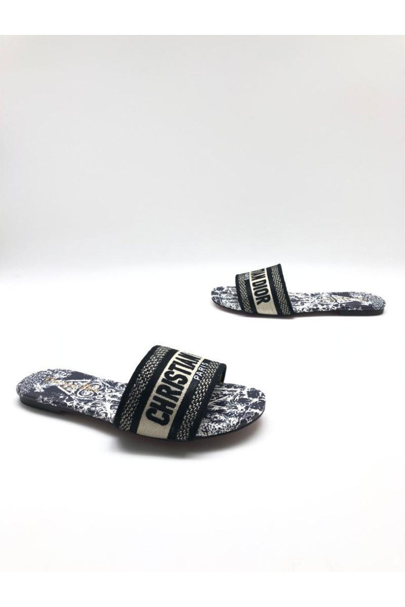 Dior Женские шлепанцы Dway Slide Embroidered Cotton