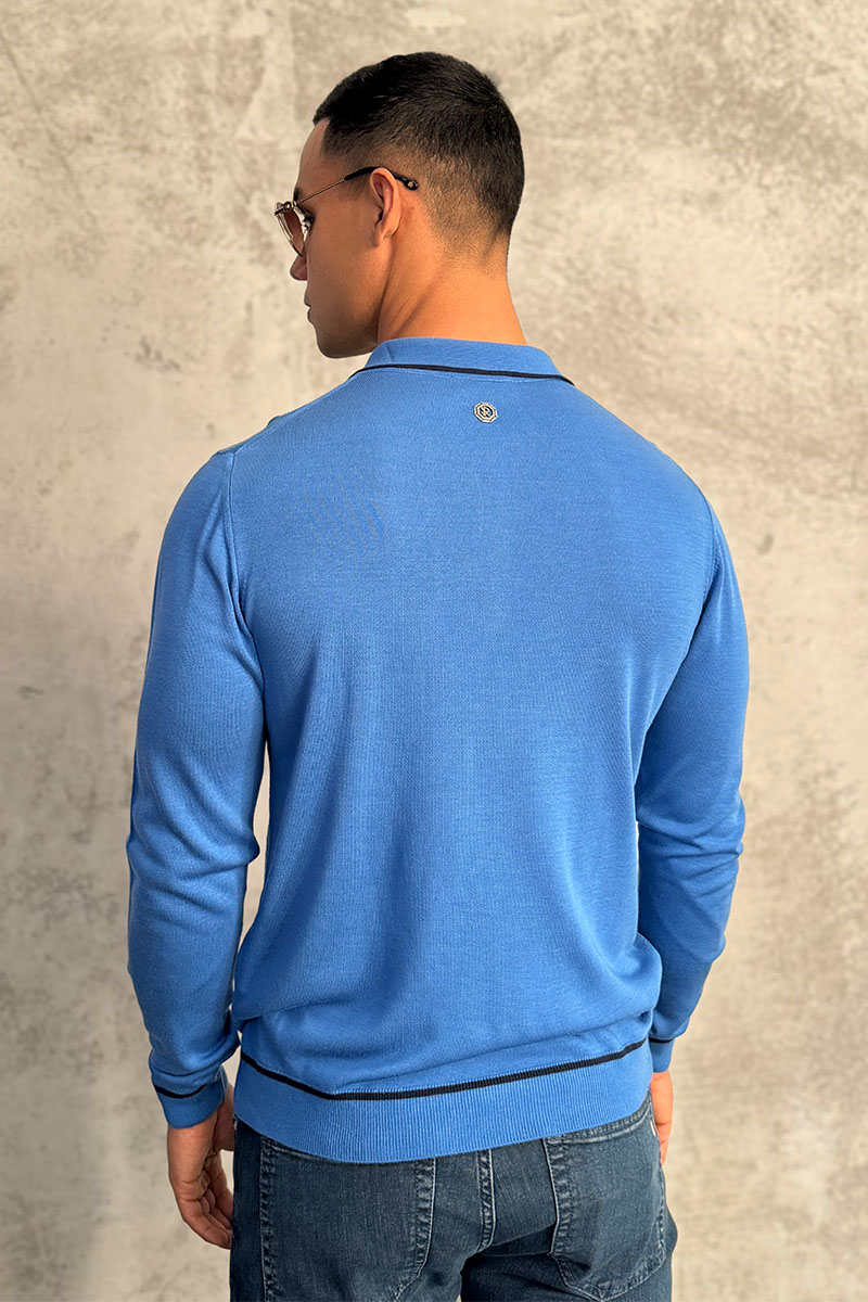 Stеfаnо Riссi Синее поло с длинным рукавом zip-up