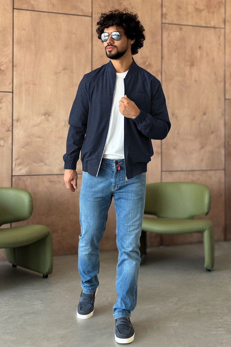 Zegna Мужской бомбер синего цвета