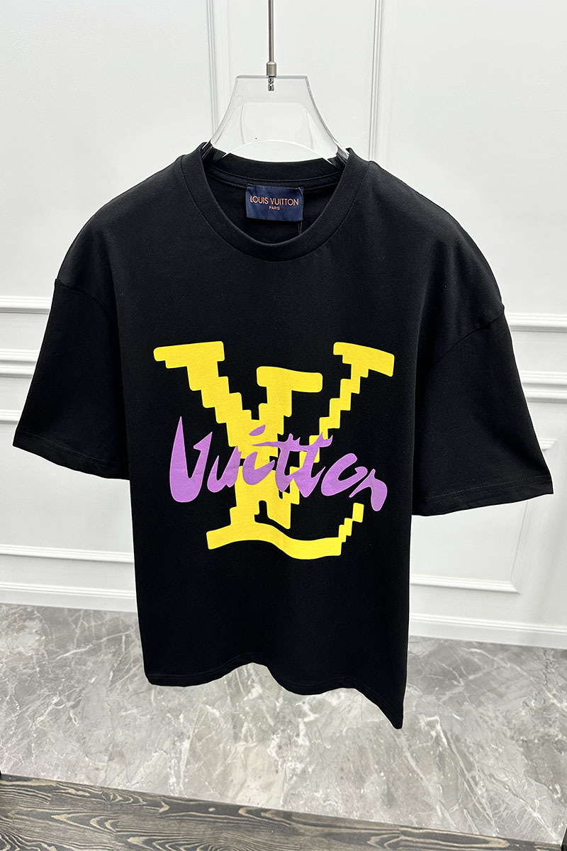 Lоuis Vuittоn Чёрная оверсайз футболка logo-print