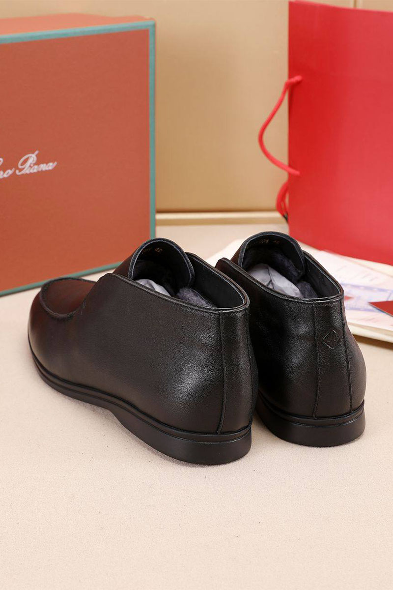 Loro Piana Кожаные лоферы с мехом Open Walk - Black