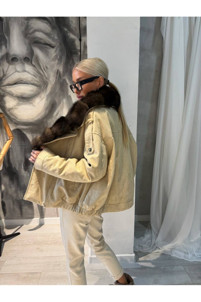 Max Mara Женский бомбер с натуральным мехом premium