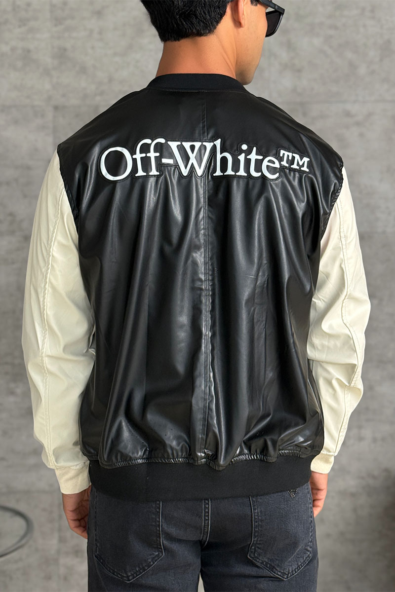 Off-White Мужской чёрный бомбер  Hands Off logo