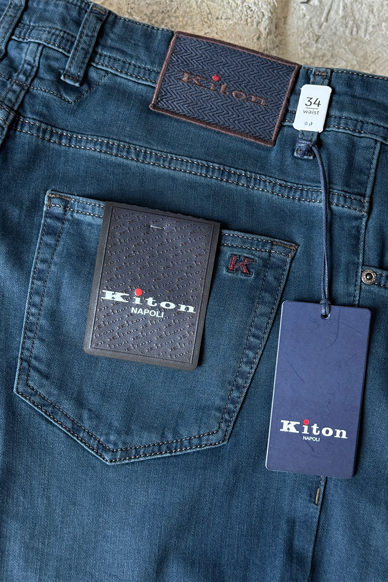 Kiton Мужские тёмно-синие джинсы 