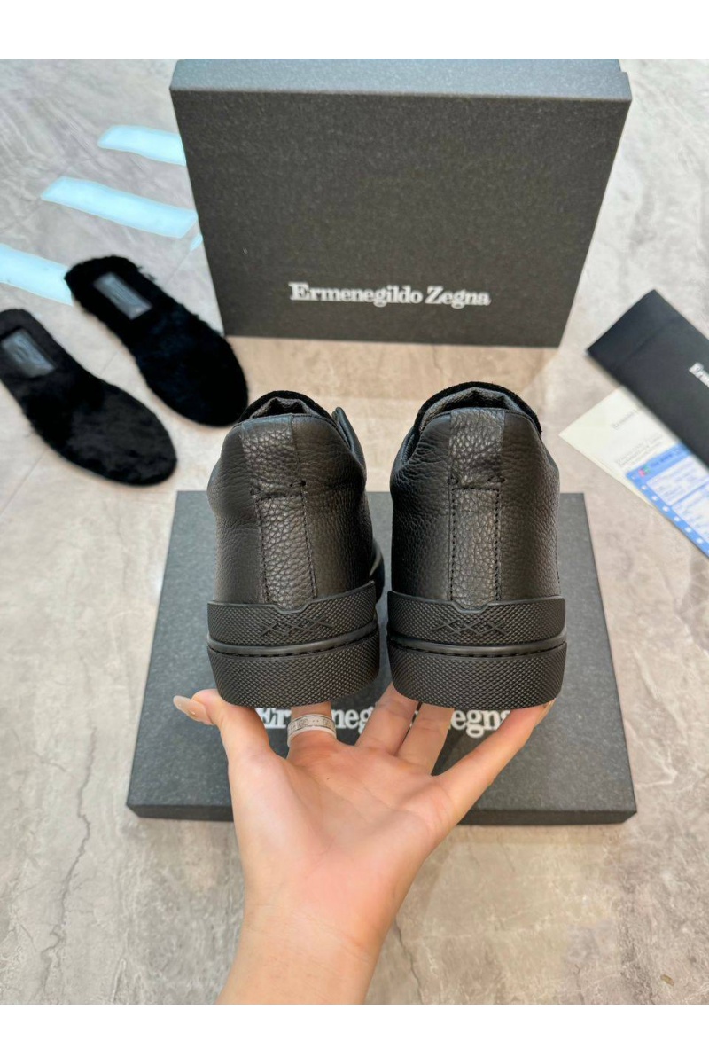 Zegna Кроссовки с мехом Triple Stitch