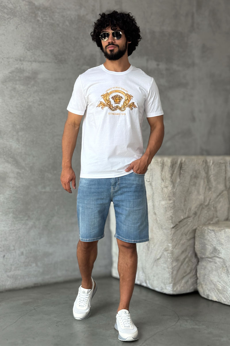 Versace Белая футболка Coupe Blason embroidered