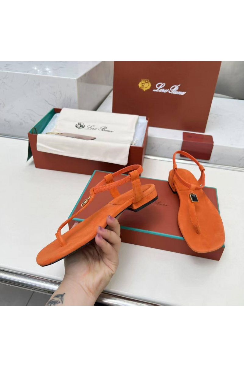 Loro Piana Женские замшевые сандалии Premium - Orange