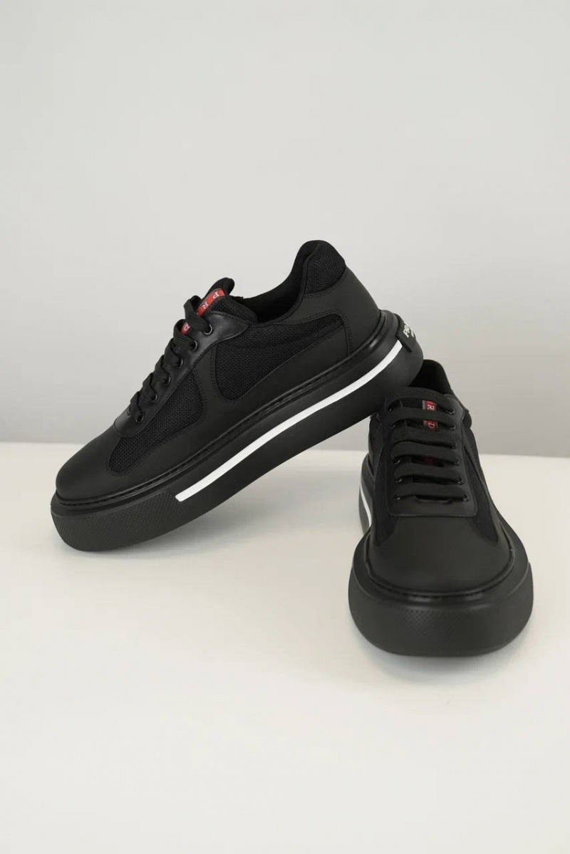 Prada Комбинированные кроссовки logo-stripe - Black