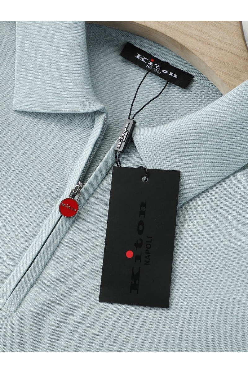 Kiton Мужское поло голубого цвета premium