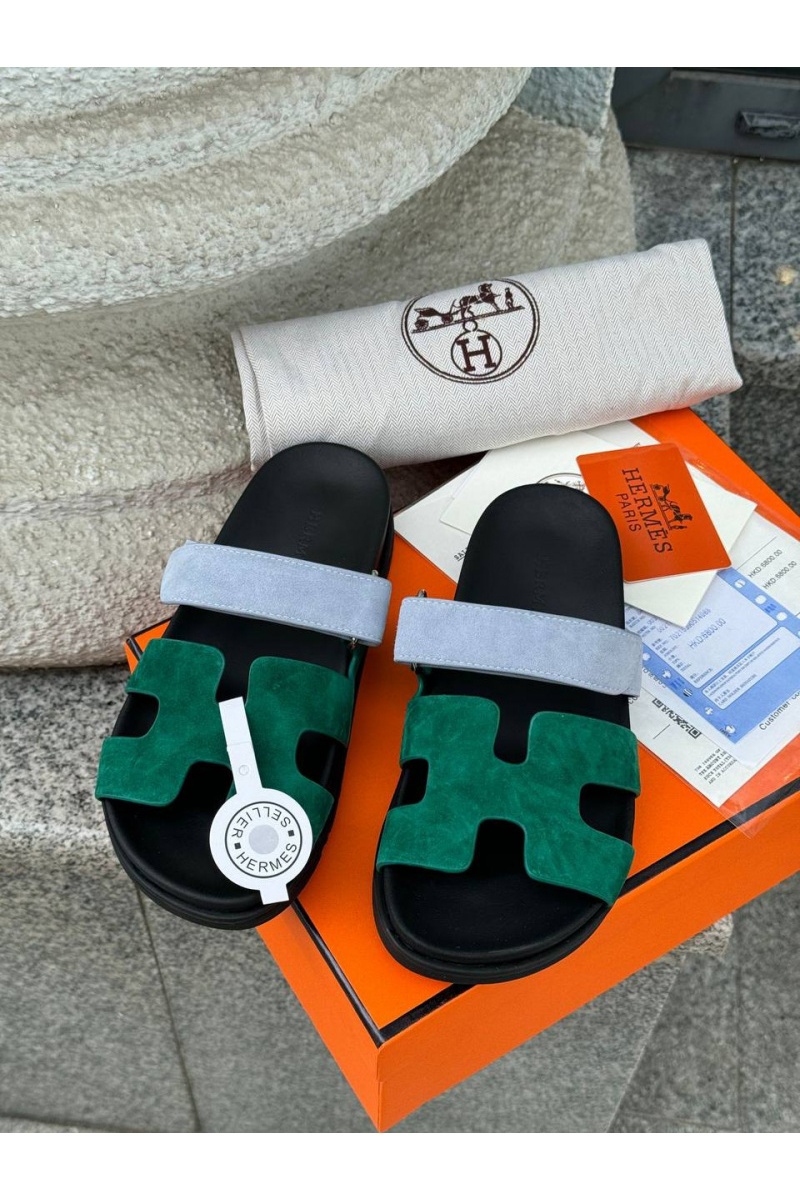 Hermes Женские замшевые сандалии Chypre - Green / Blue