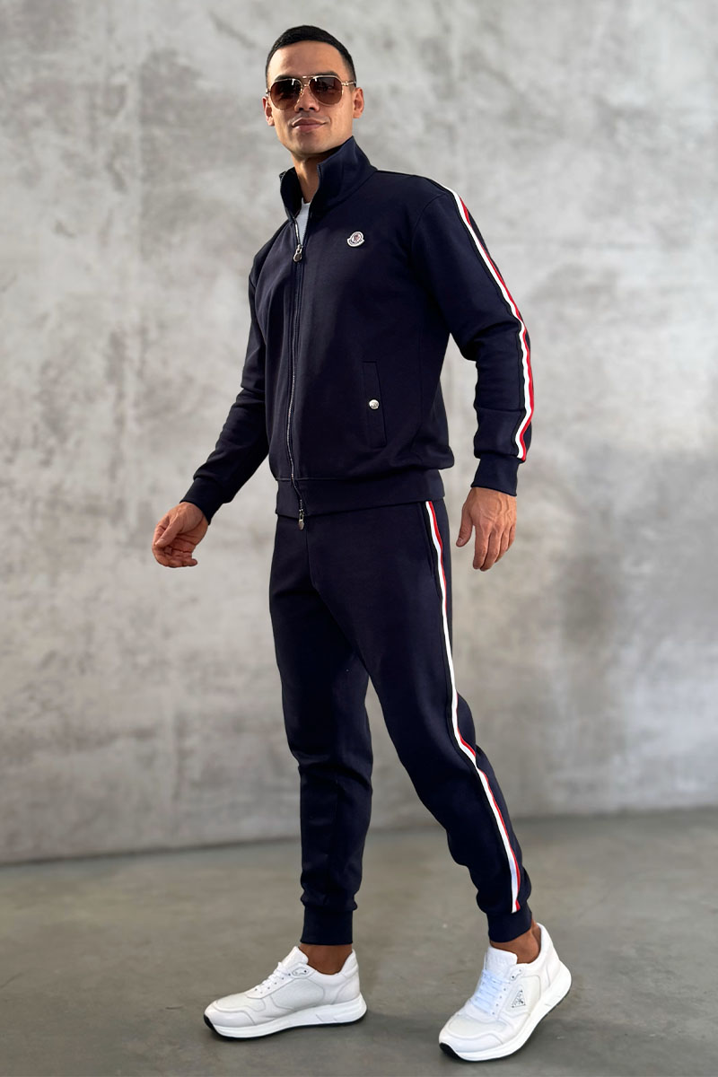 Moncler Тёмно-синий спортивный костюм logo-patch