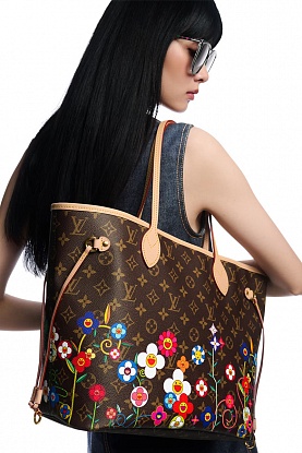 Кожаная сумка Takashi Murakami Neverfull MM 33x29 см