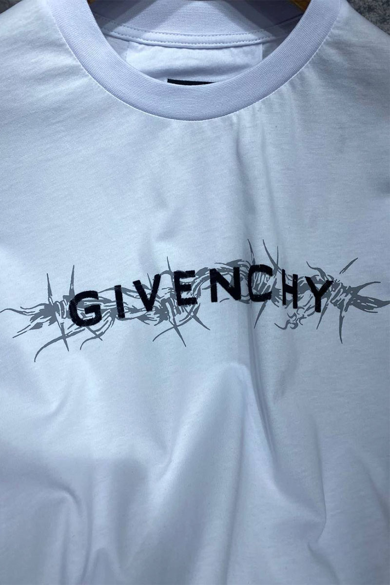 Givenchy Белая оверсайз футболка Barbed Wire-print
