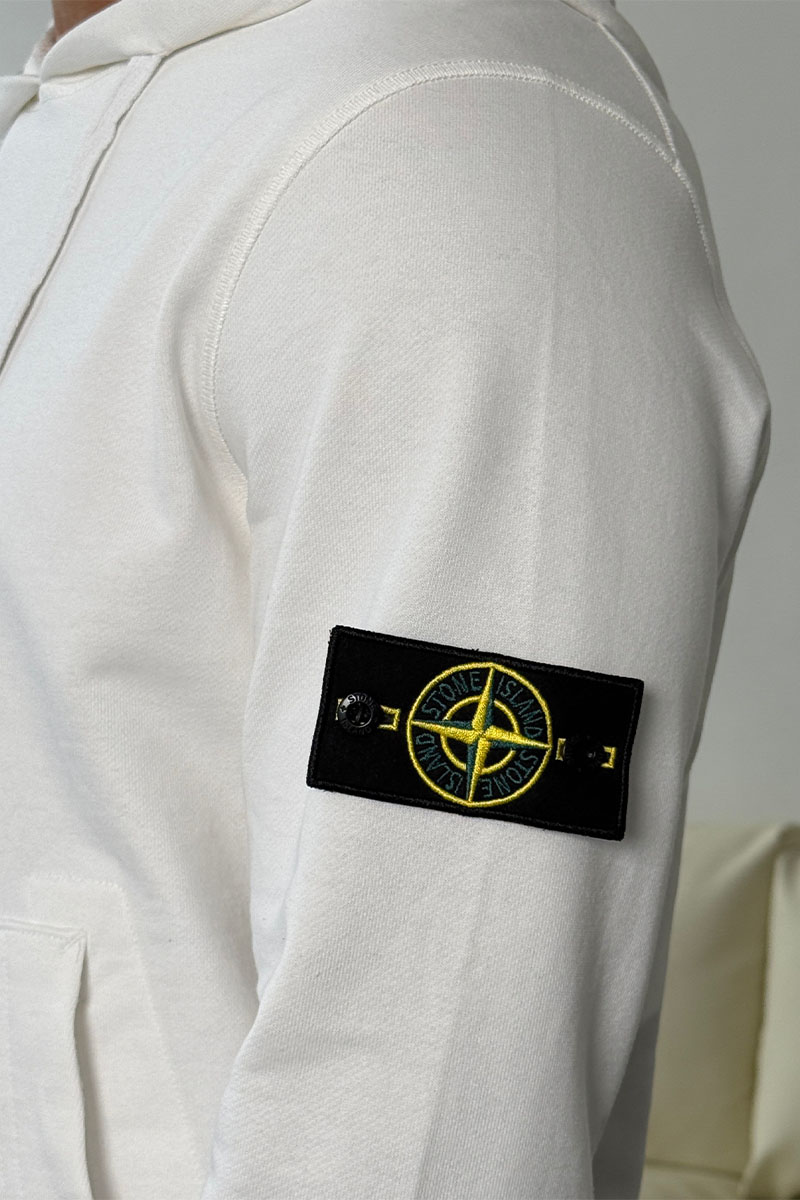 Stone Island Мужское худи белого цвета Compass-patch