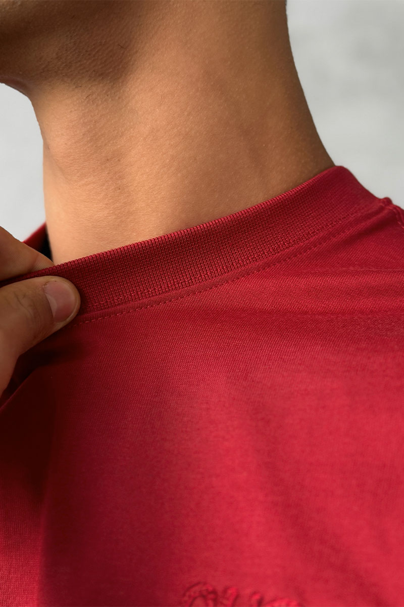 Gucci Мужская бордовая футболка logo-embroidered 