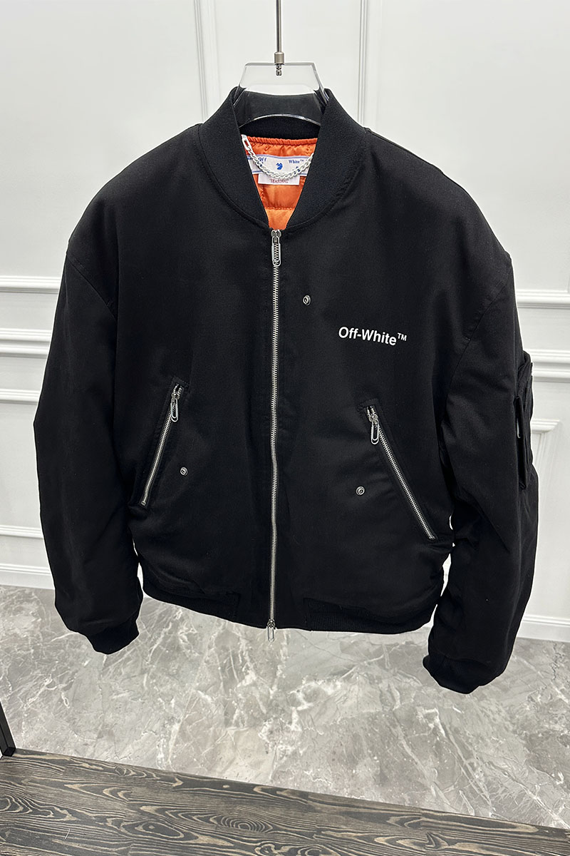 Off-White Бомбер чёрного цвета Diag-print