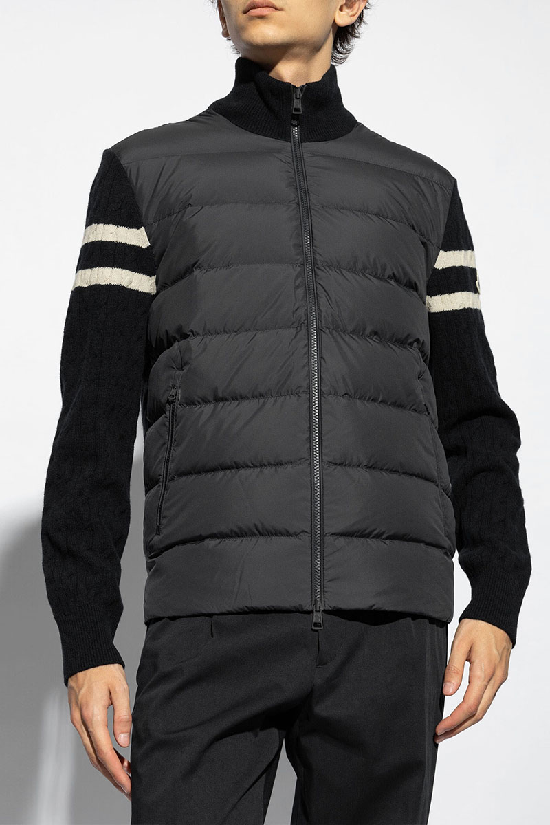Moncler Мужская вязаная куртка logo-patch - Black
