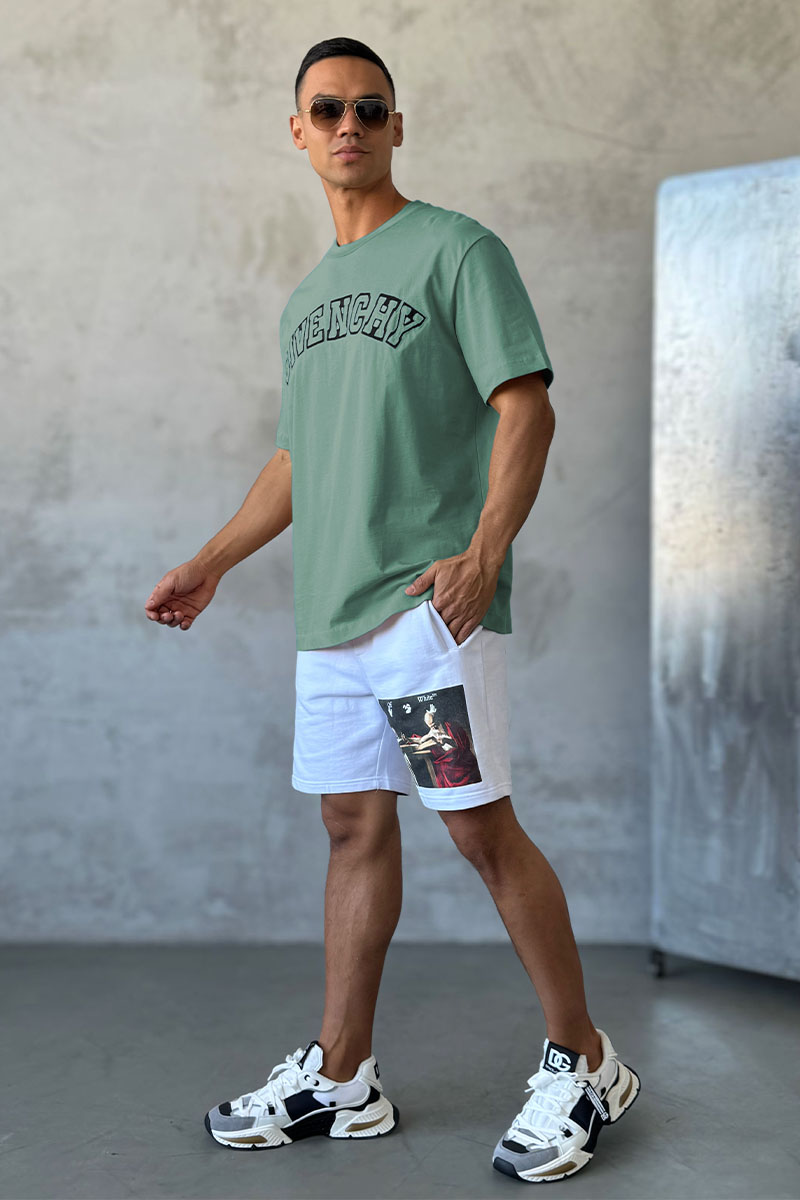 Givenchy Зелёная оверсайз футболка college logo-embroidered