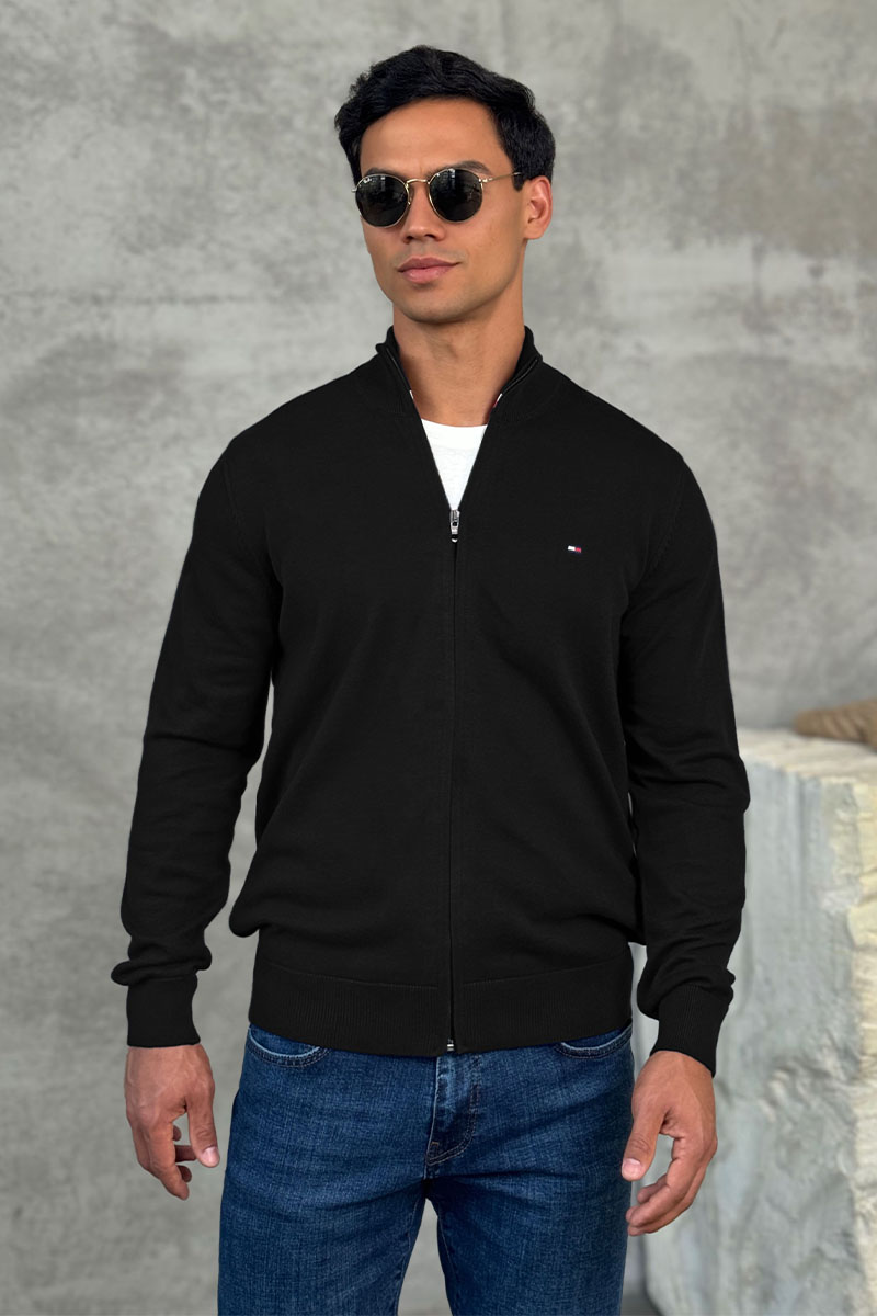 Tommy Hilfiger Кофта на молнии flag embroidery - Black 