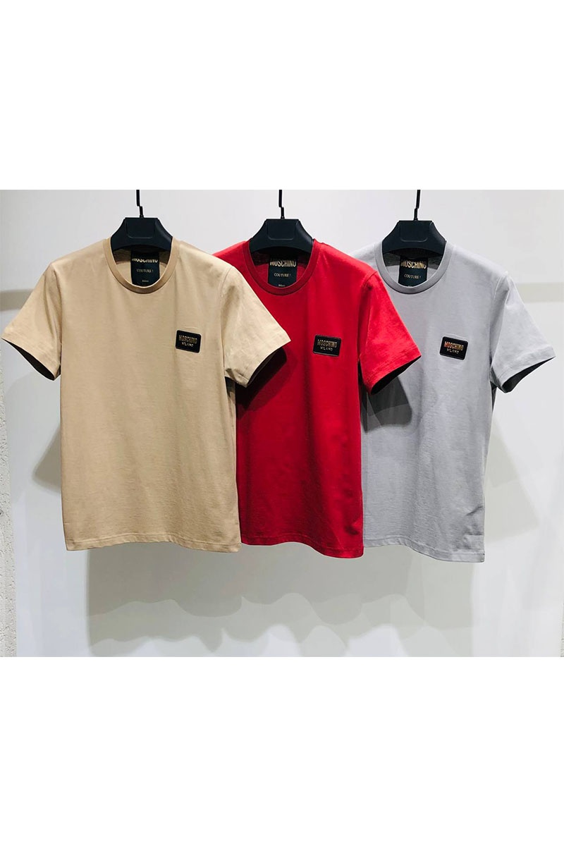 Moschino Мужская бордовая футболка logo-patch