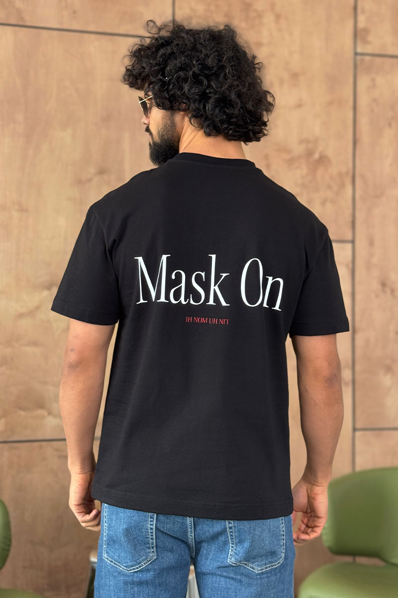 Designer Clothing Мужская чёрная футболка Ih Nom Uh Nit "Mask On"