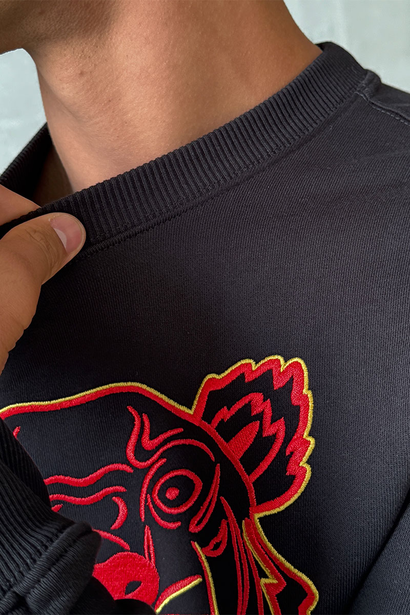 Kenzo Чёрный мужской свитшот Tiger Head embroidered
