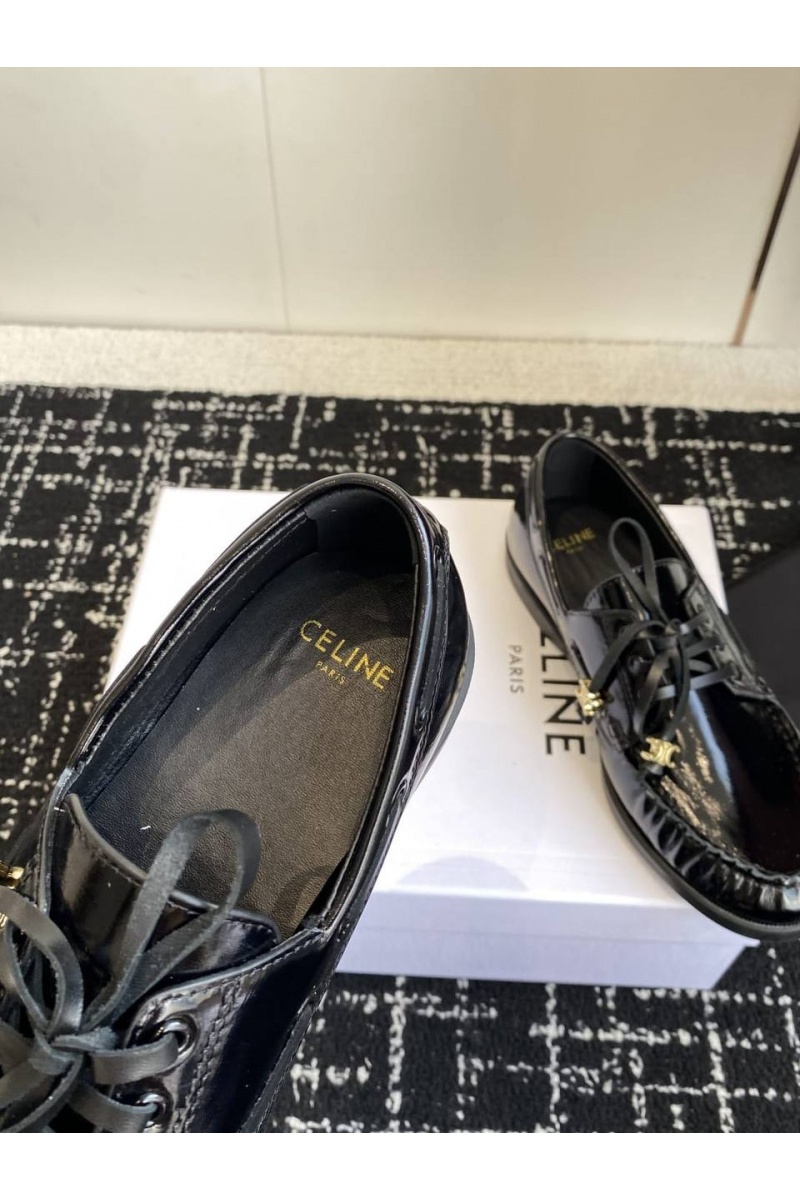 Celine Женские кожаные лоферы premium - Black