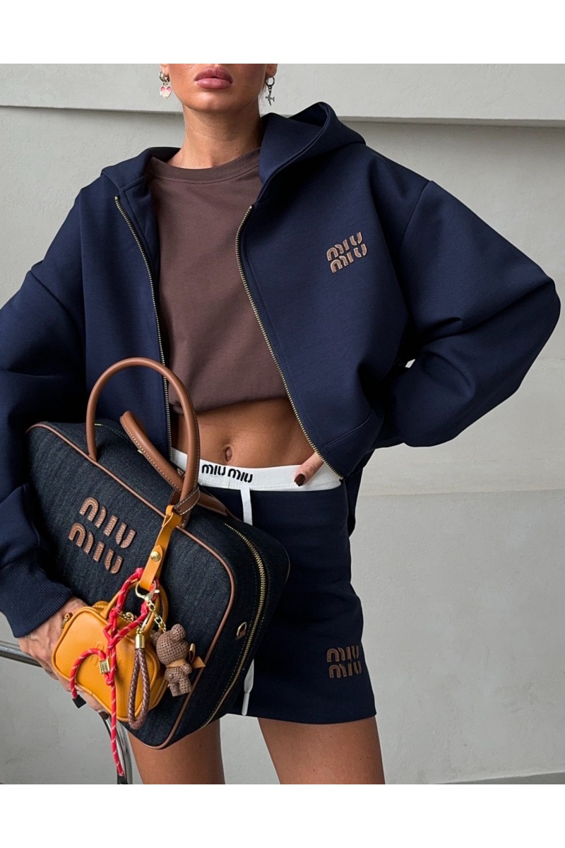 MIU MIU Женский костюм тройка синего цвета