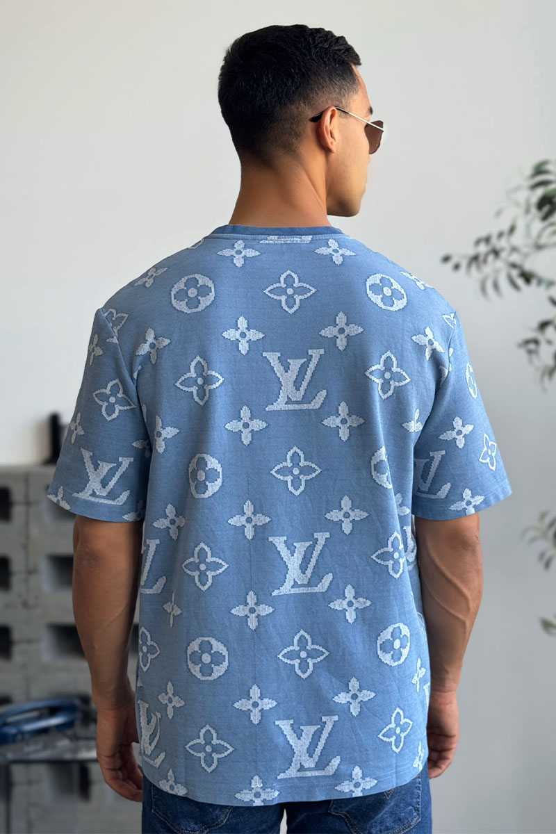 Lоuis Vuittоn Синяя оверсайз футболка Monogram