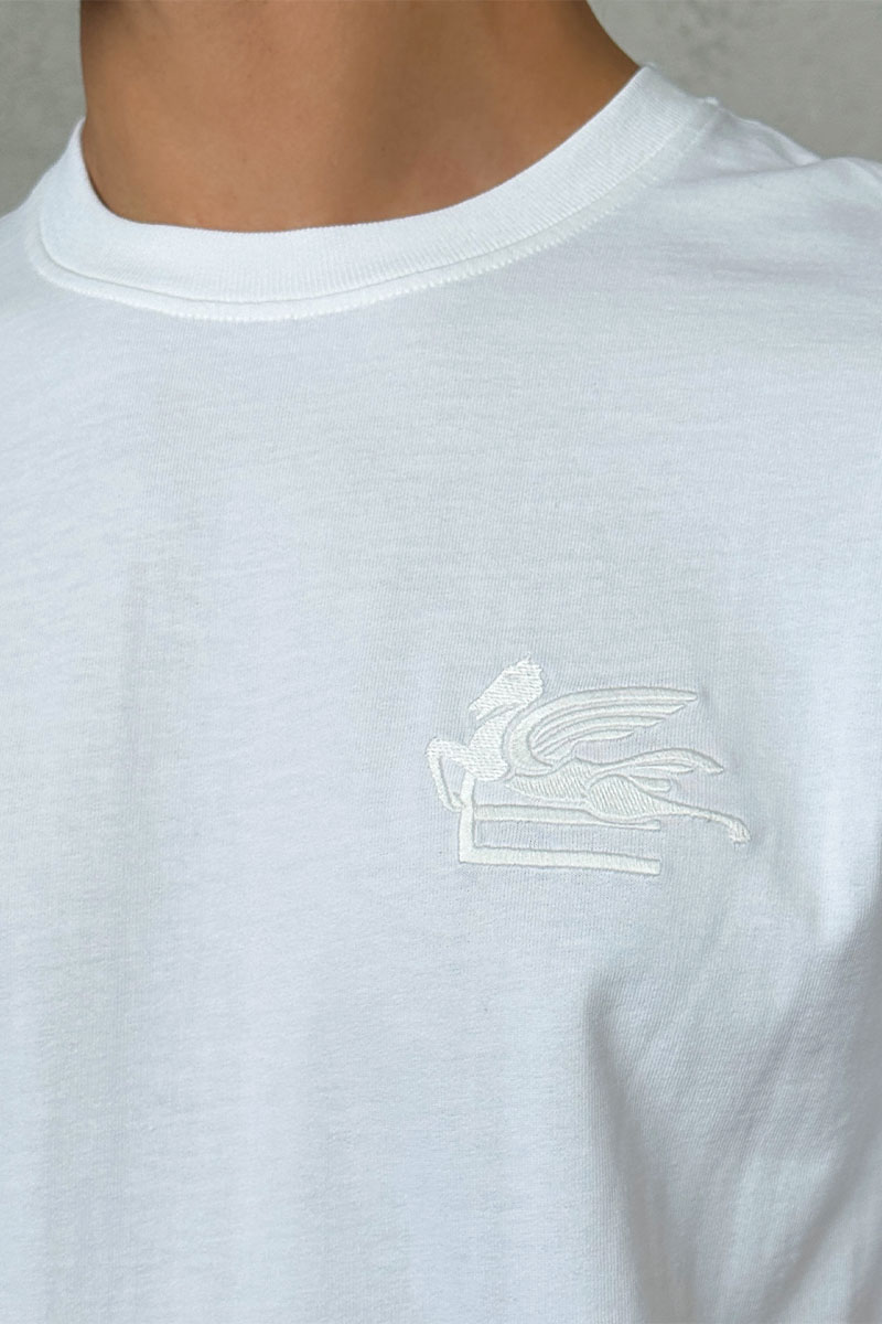 Etro Футболка белого цвета Pegaso embroidery 