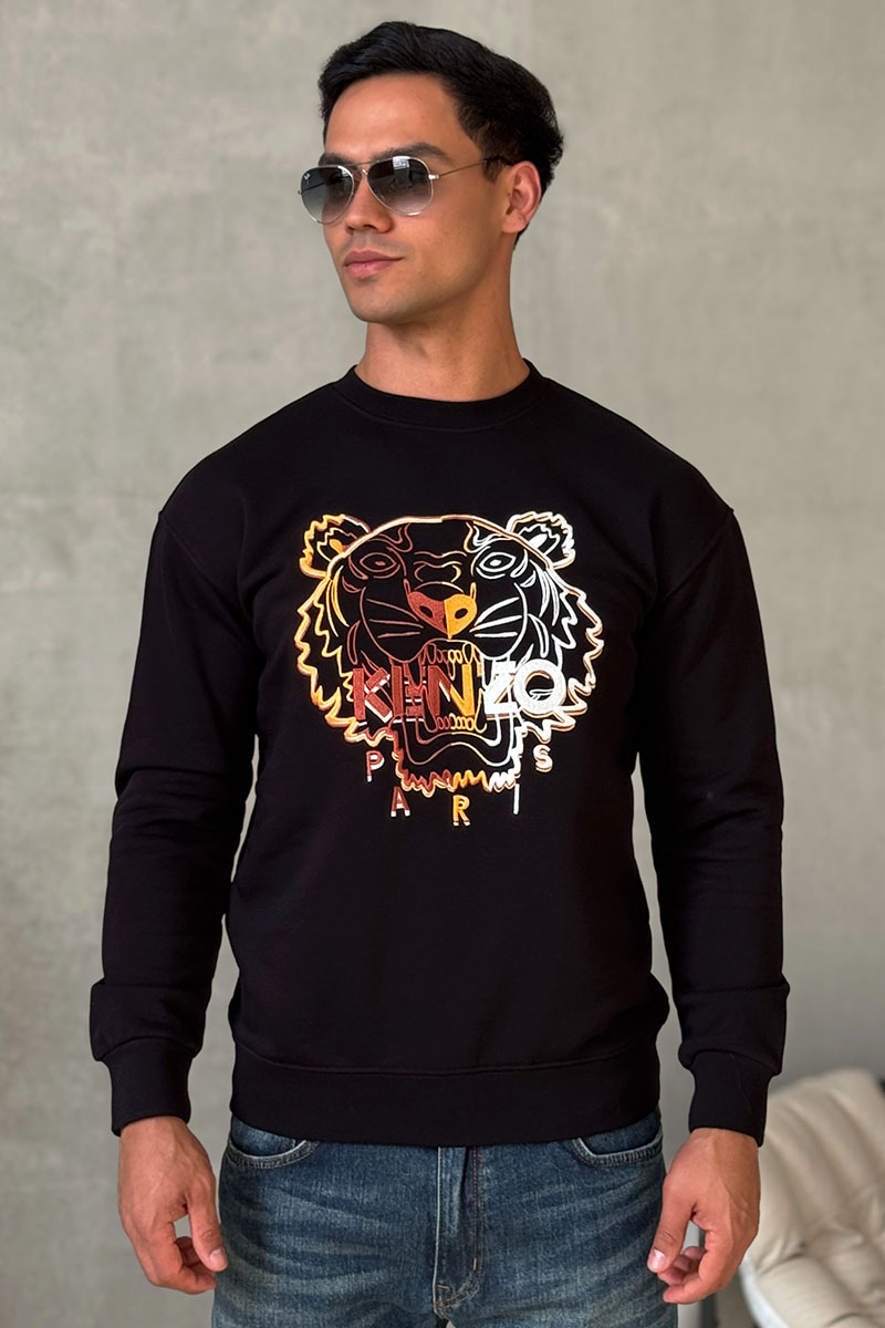 Kenzo Мужской чёрный свитшот Tiger Head embroidered