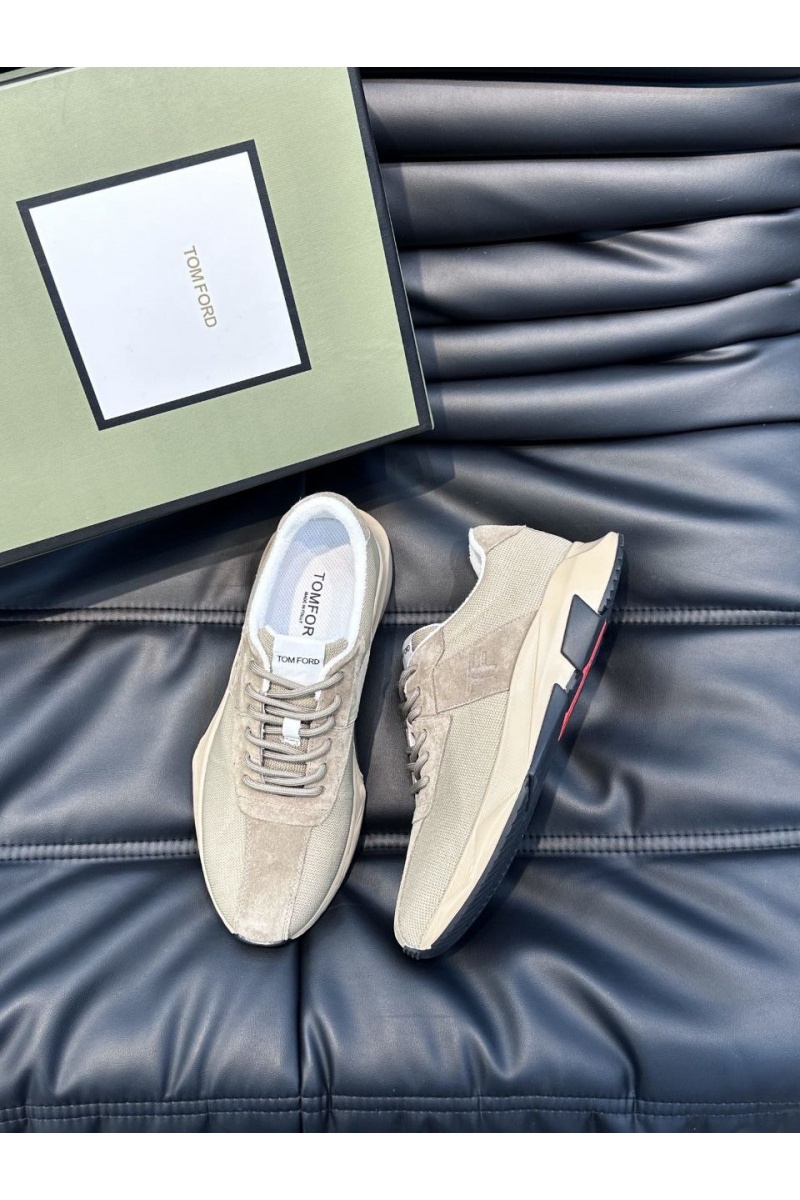 Tom Ford Мужские кроссовки бежевого цвета