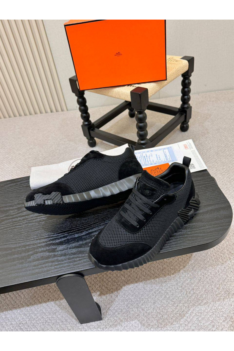 Hermes Мужские чёрные кроссовки Bouncing