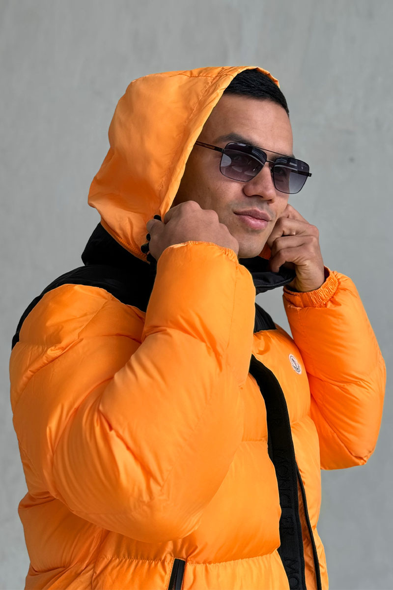 Moncler Утеплённая куртка Peuplier logo-patch - Orange / Black 
