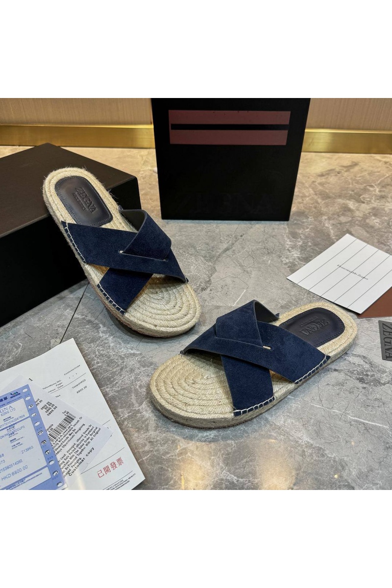 Zegna Мужские шлёпанцы suede - Navy