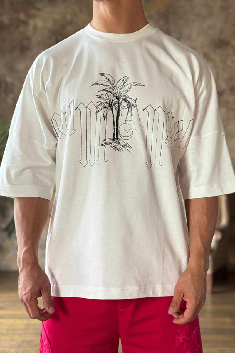 Palm Angels Белая оверсайз футболка logo print