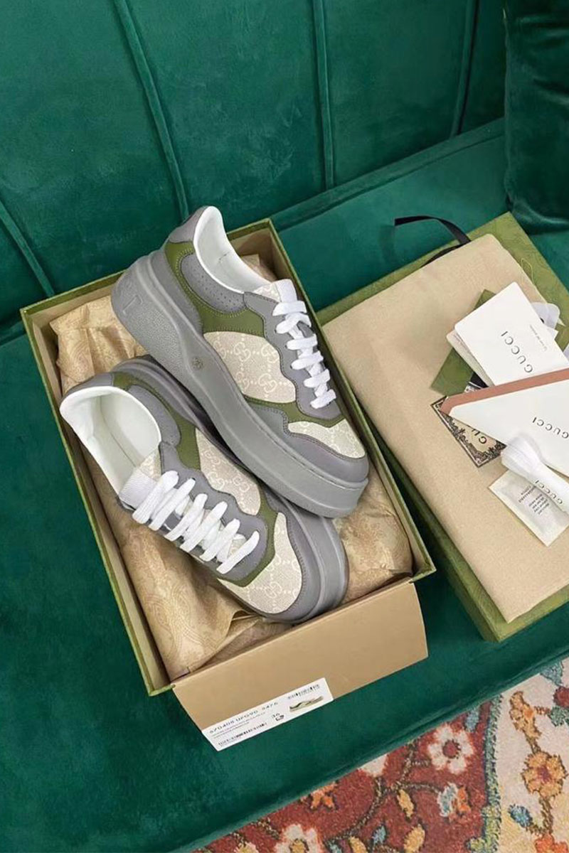 Gucci Мужские кожаные кроссовки - Grey