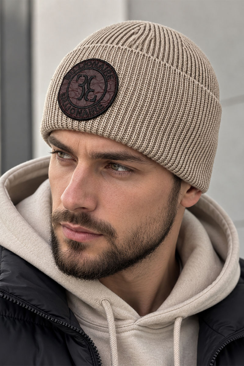 Billionaire Бежевая шапка logo-patch