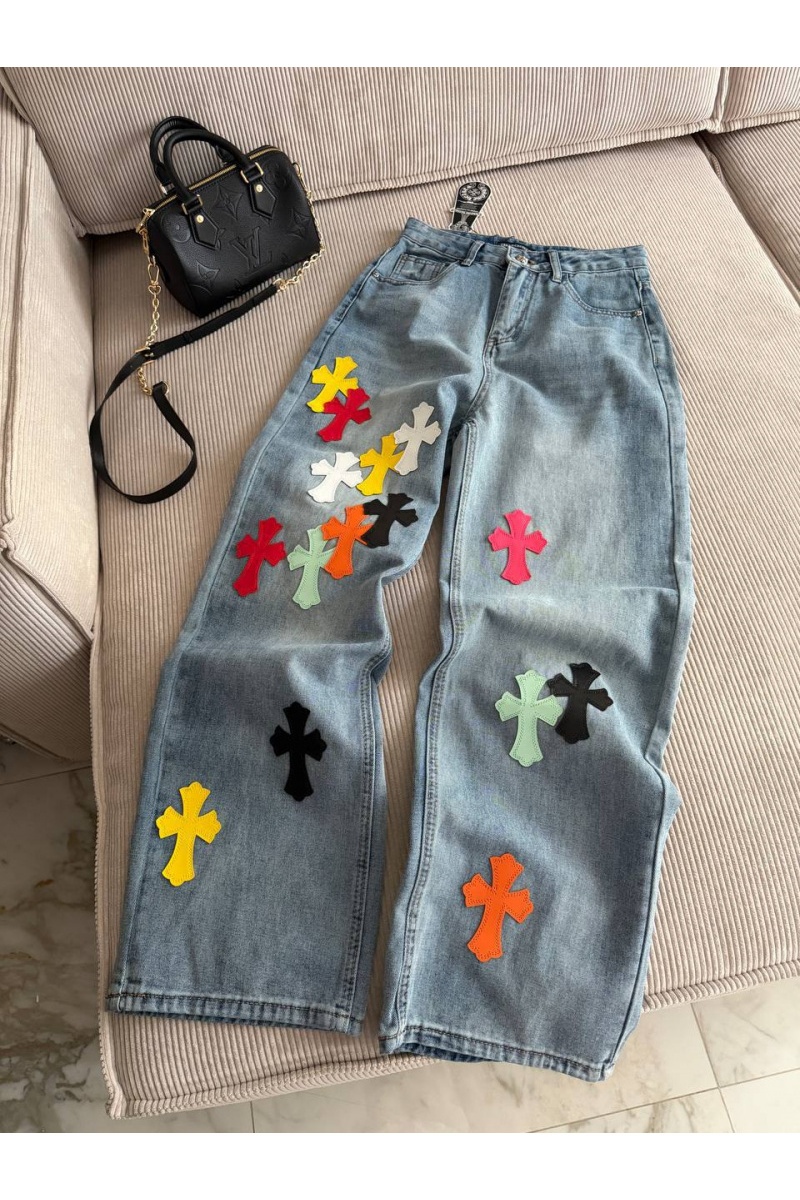 Chrome Hearts Синие женские джинсы premium